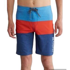 Hurley Men's Color blocked Red/Blue Board short - 36 - NWT